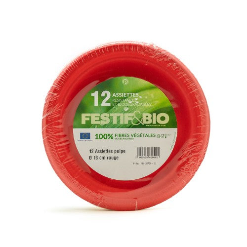 12 assiettes color pulp ø18 cm rouge