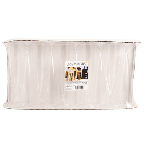 10 flutes en plastique reutilisables transparentes