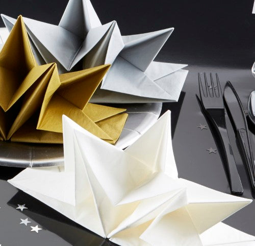 12 serviettes 40x60 cm prepliees blanc