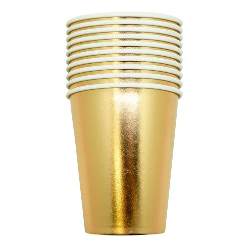 10 gobelets en carton 25cl or brillant