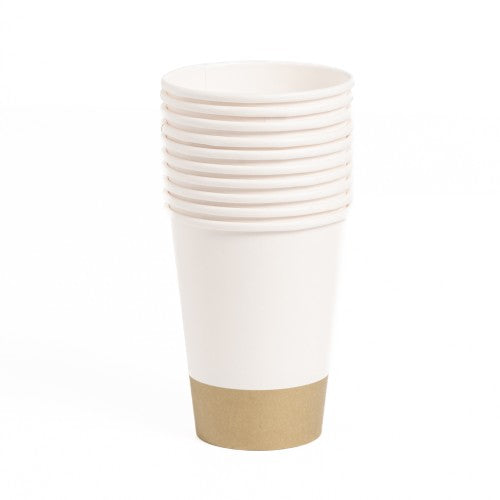 10 gobelets en carton 21cl blanc lisere or satine