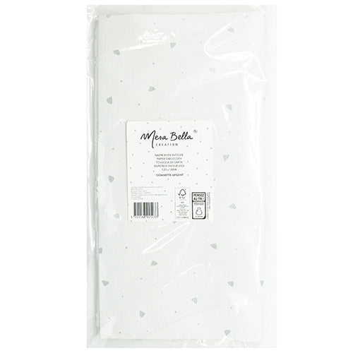 Nappe papier pliée 1.20x1.80m gommettes argent fond blanc