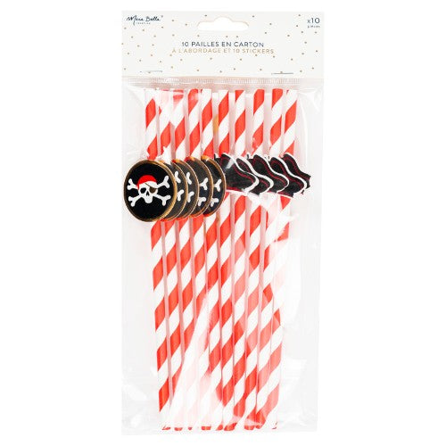 10 pailles en carton +stickers impression à chaud a l'abordage