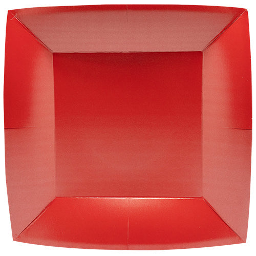 8 assiettes en carton 24x24cm rouge satine