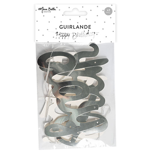 Guirlande 2m happy birthday argent brillant