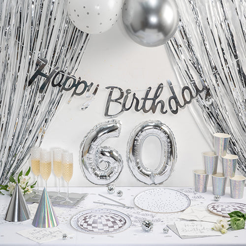 Guirlande 2m happy birthday argent brillant