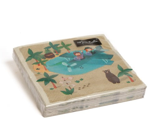 20 serviettes 33x33cm petits explorateurs