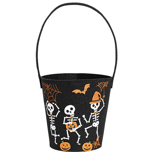 Panier en feutrine funny skeleton 14x14x15cm