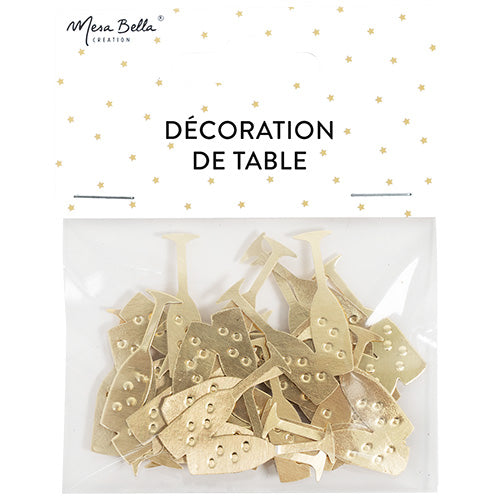 Confettis en papier bouteilles et flutes a champagne