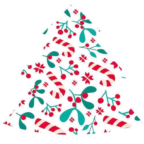 12 serviettes forme sapin noel nostalgie rouge et vert