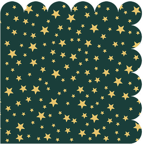 12 serviettes forme biscuit starry night or fond vert foncé