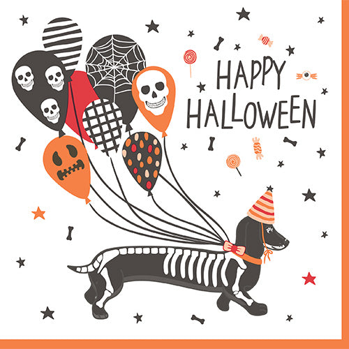 20 serviettes 33x33cm teckel happy halloween