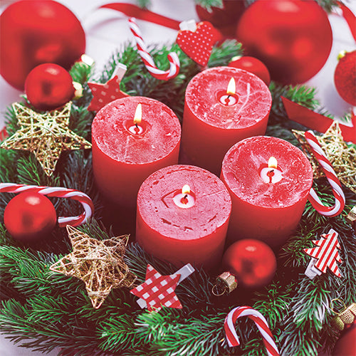 20 serviettes 33x33cm bougies de l'avent