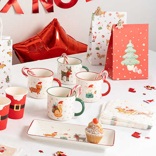 Mugs en porcelaine 380 ml conte de noel 4 décors assortis
