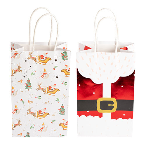 4 sacs cadeau papier 2 décors 23x18,5cm conte de noel
