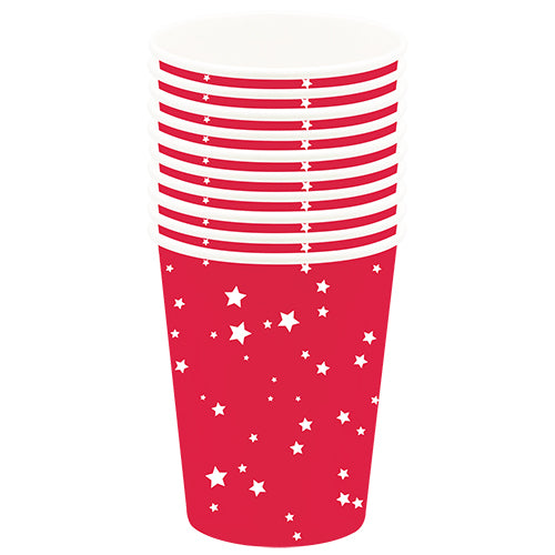 10 gobelets 21cl rouge etoiles