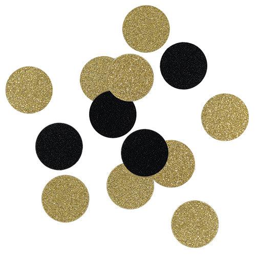 PAPER CONFETTI Ø2.5 CM BLACK AND GOLD 