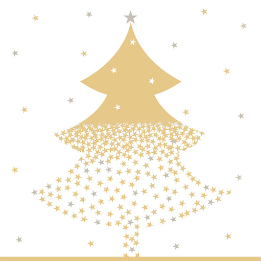 20 serviettes 33x33cm tresor de noel or