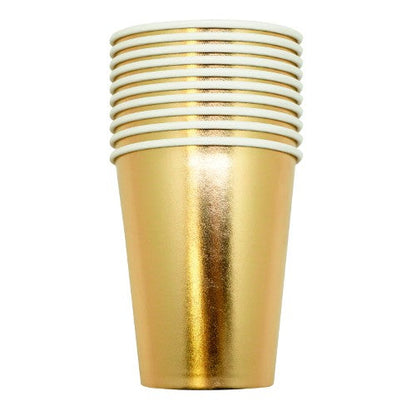10 gobelets en carton 25cl or brillant