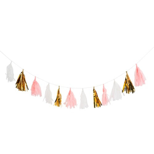 2M PINK WHITE GOLD POMPOM GARLAND 