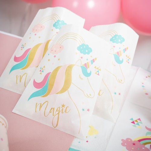 10 sachets bonbons en papier licorne fantastique