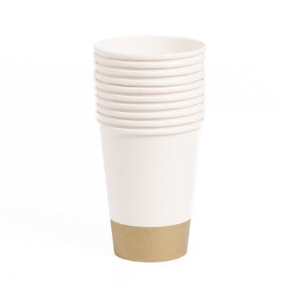 10 gobelets en carton 21cl blanc lisere or satine