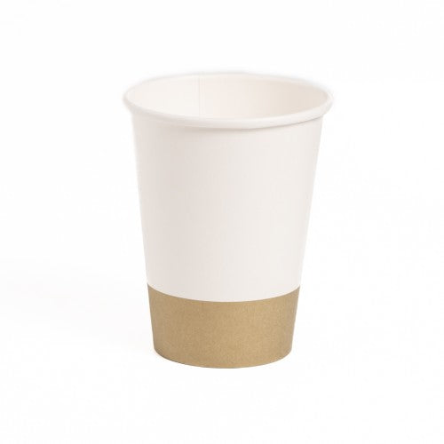 10 CARDBOARD CUPS 21CL WHITE WITH SATIN GOLD EDGE 