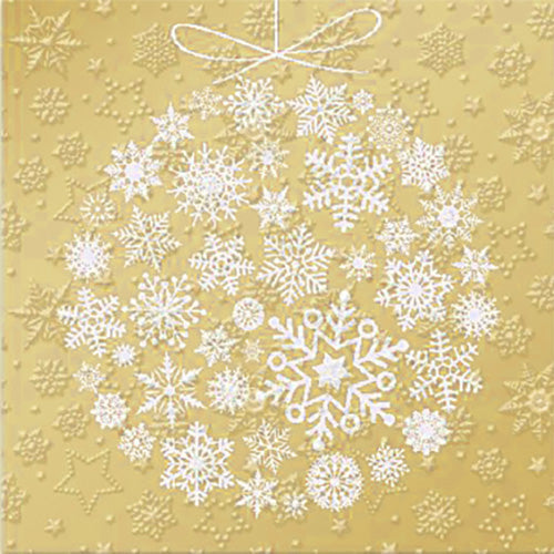 20 serviettes 33x33cm boule floconneuse or