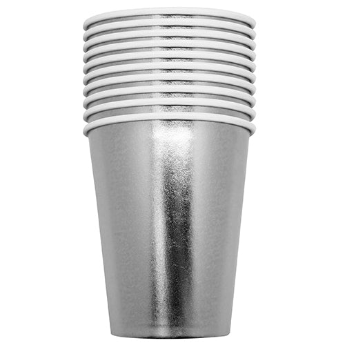 10 gobelets en carton 25cl argent brillant