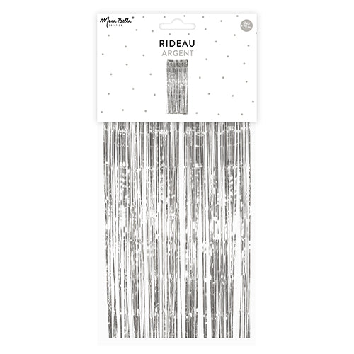 FRINGE CURTAIN 240x90CM SHINY SILVER 