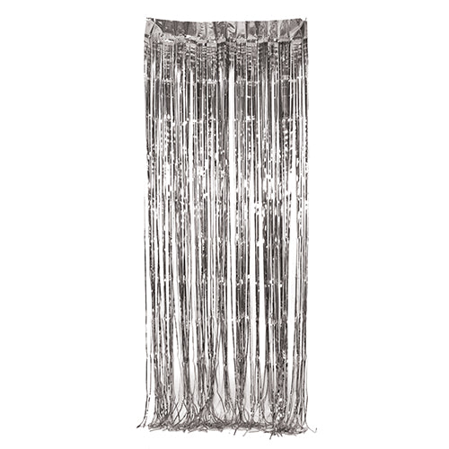 RIDEAU A FRANGES 240x90CM ARGENT BRILLANT