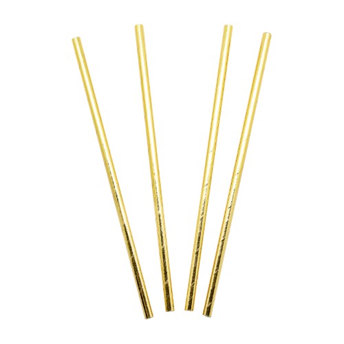 10 SHINY GOLD CARDBOARD STRAWS 