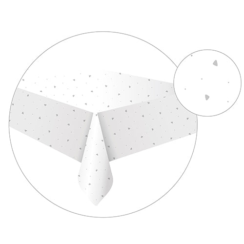 Nappe papier pliée 1.20x1.80m gommettes argent fond blanc