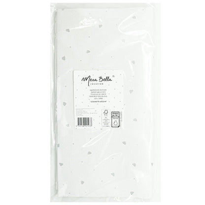 Nappe papier pliée 1.20x1.80m gommettes argent fond blanc
