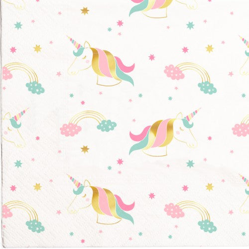 20 serviettes 33x33cm petites licornes fantastique