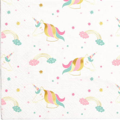 20 serviettes 33x33cm petites licornes fantastique