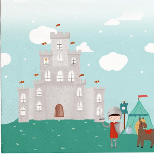 20 serviettes 33x33cm monde des chevaliers