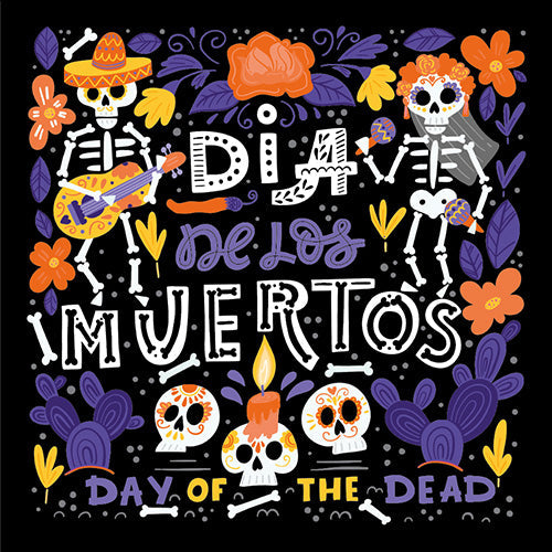 20 serviettes 33x33cm dia de los muertos violet