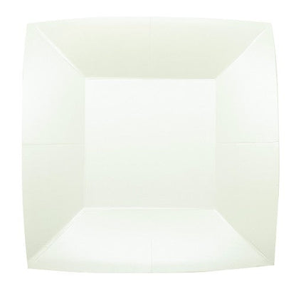 8 assiettes en carton 24x24cm blanc satine