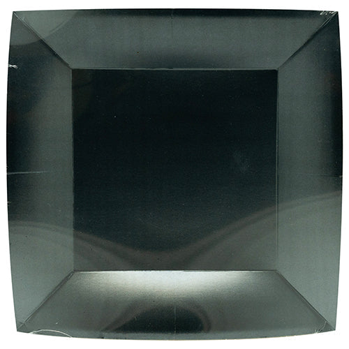 8 assiettes en carton 24x24cm noir satine