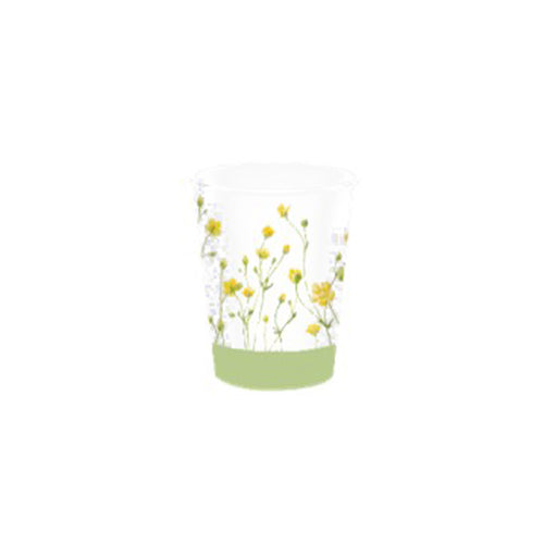 10 21CL CARDBOARD CUPS WITH YELLOW LINEN FLOWERS 