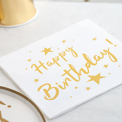 20 serviettes 33x33 cm happy birthday or