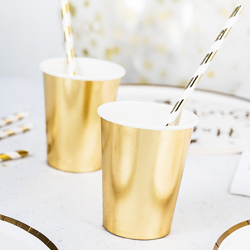 6 gobelets en carton 25cl or  brillant