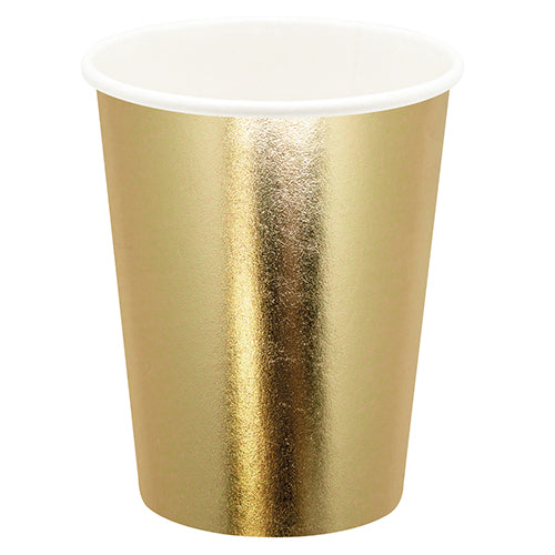 6 PAPER CUPS 25CL SHINY GOLD 