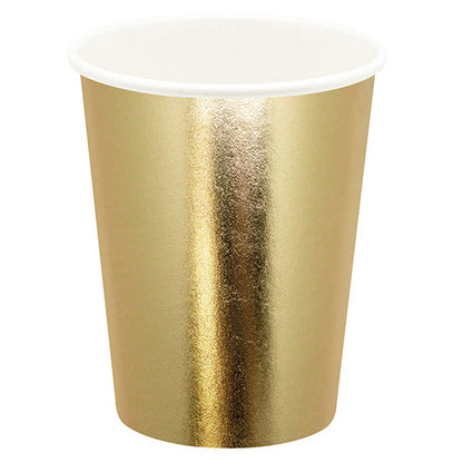 6 gobelets en carton 25cl or  brillant