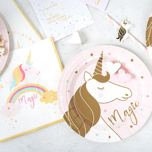 6 assiettes 18 cm licorne fantastique