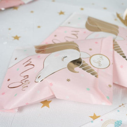 6 sachets bonbons iac+stickers fantastique licorne impression à chaud