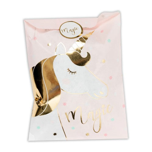 6 sachets bonbons iac+stickers fantastique licorne impression à chaud