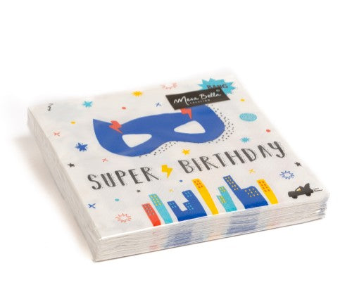 20 serviettes 33x33 cm super birthday