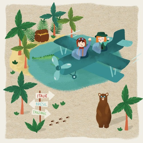 20 serviettes 33x33cm petits explorateurs